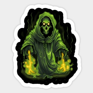 Spooky Green Halloween Reaper Sticker